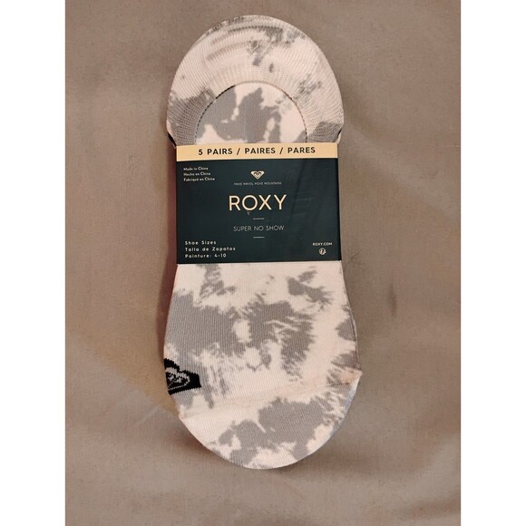 Women's Roxy Super No Show Socks 5 Pairs Black White Gray Size 4-10 - Picture 1 of 3